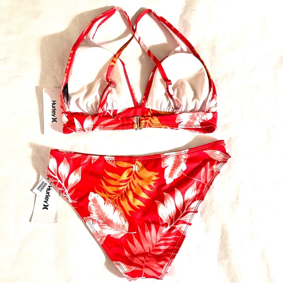 Hurley Floral Bikini Set Red/Orange Multi Size Medium - Picture 3 of 15